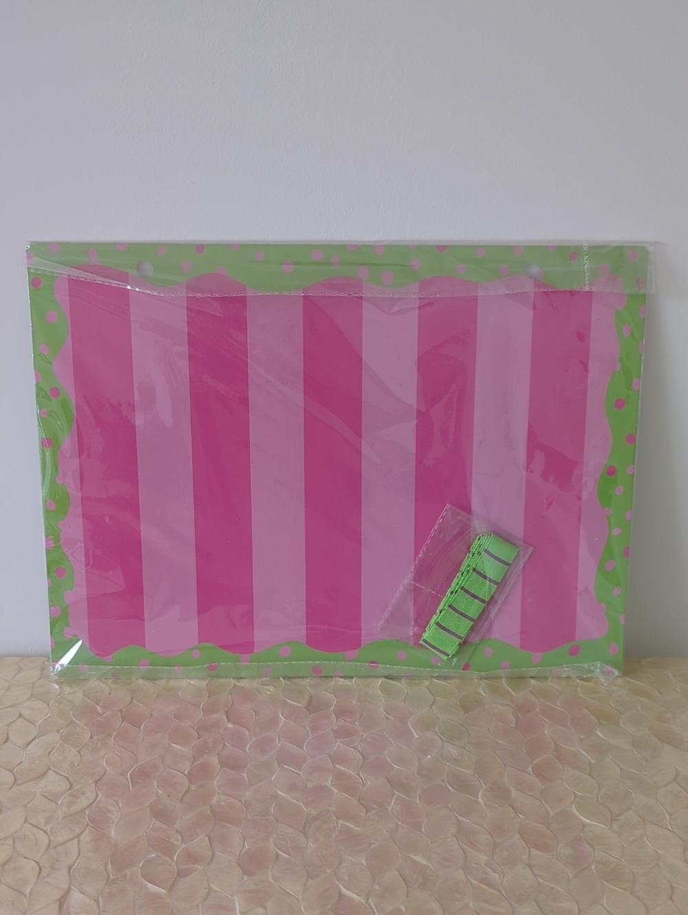Pink Striped & Green Polka Dot Magnetic Board For Office Or Girl's Bedroom
